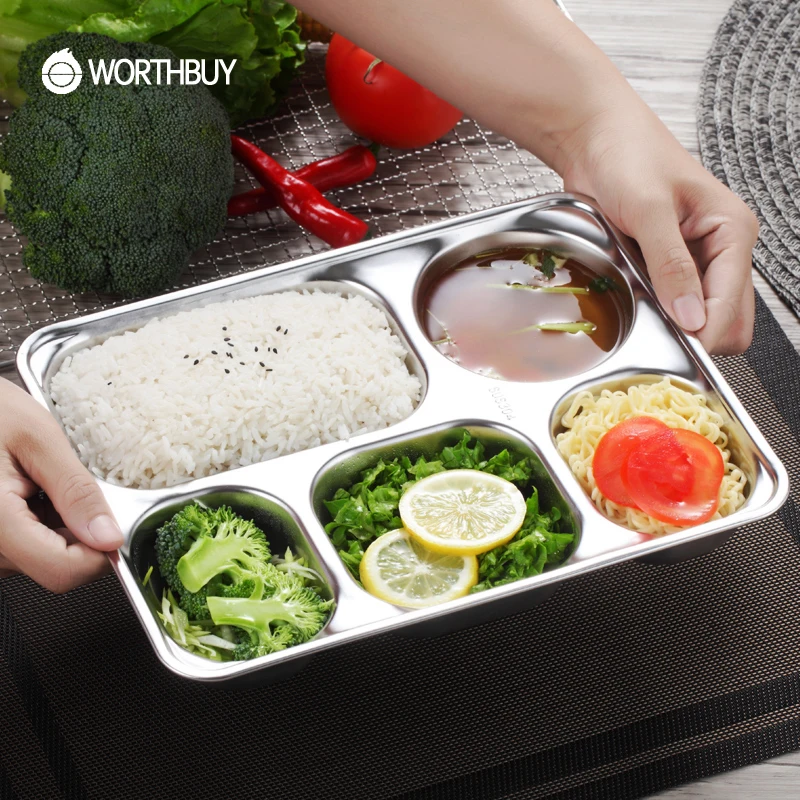 WORTHBUY 304 Stainless Steel Snack Plate Canteen Restaurant Dinner