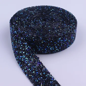

3cm Beaded Rhinestons Trim Iron On Diamond Crystal Ribbon Wrap Dress Trim Sewing Accessories DIY Wedding Cake Party Decoration D