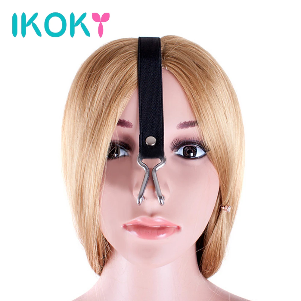 

IKOKY Unisex Stainless Steel Nose Hook Force Rise Adjustable Elastic Strap SM Bondage Role Playing Sex Toy for Couples
