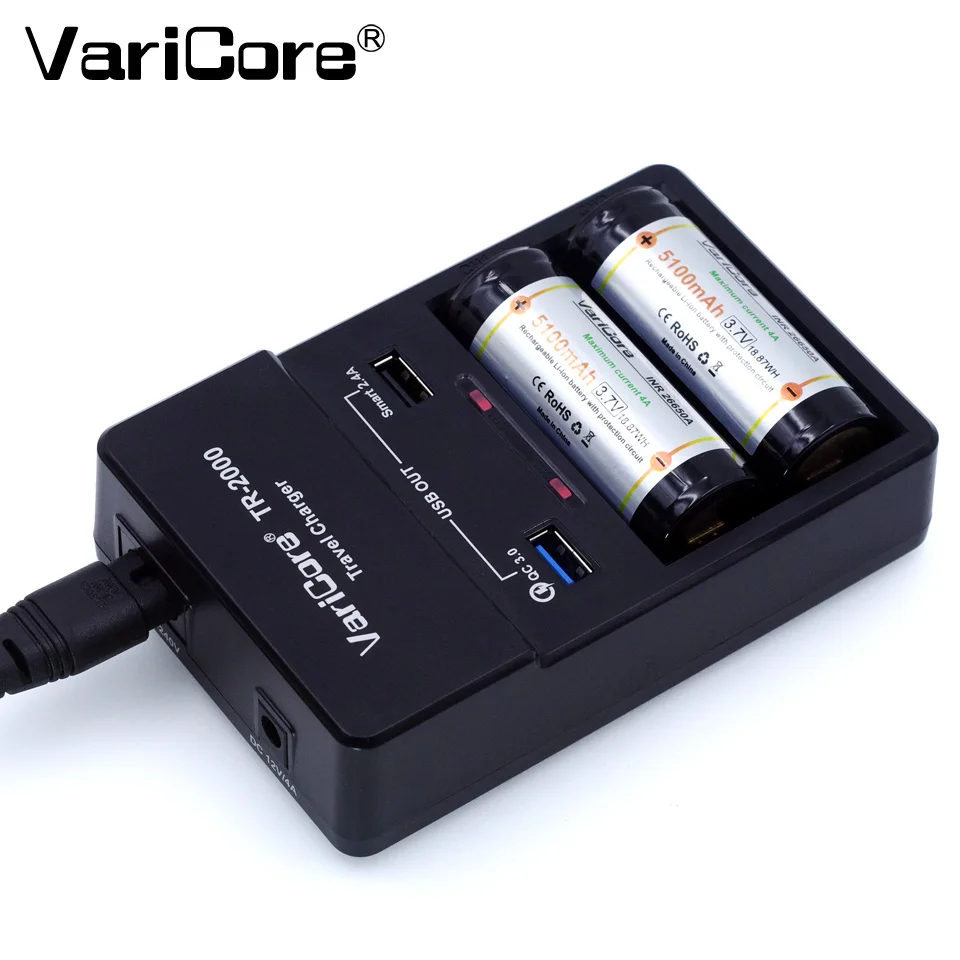 Зарядное устройство Varicore TR-2000 и Быстрая зарядка 3 0 для 18650 26650 батарей aa AAA QC 0/USB 5V