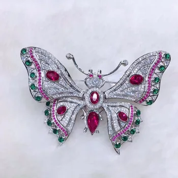 

top quality 925 sterling silver with cubic zircon butterfly brooch pins for women jewelry multi color pave stone fashion