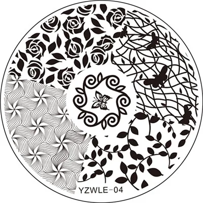 YZWLE, 1 шт, ручная роспись, дизайн, круглые, нержавеющая сталь, сделай сам, тиснение изображений, пластинки для ногтей, шаблоны, трафареты - Цвет: 04