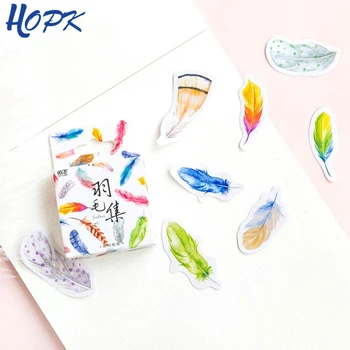 

45 Pcs/Set Cute Colored Feather Stickers Planner Decoration Kawaii Stationery Diy Scrapbooking Label Journal Sticker