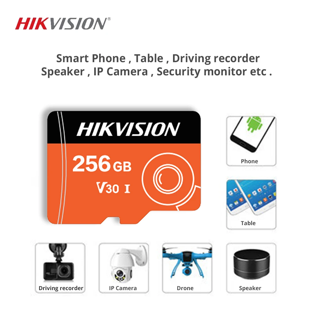 HIKVISION sd-карта 256 ГБ 128 ГБ 32 ГБ 64 Гб v30 карта памяти для ip-камеры наблюдения картао де Мемория большой емкости мини TF карта