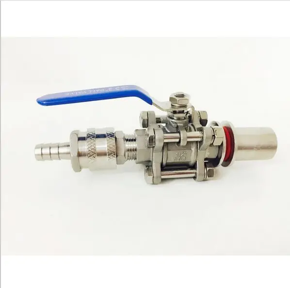 

Beer Brew Weldless Quick Disconnect Kettle Valve Kit, 3 Piece Ball Valve, 1/2" Quick Disconnect 1/2" Barb Homebrew hardware