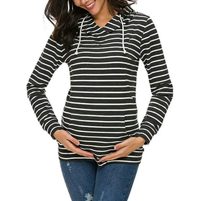 Blusa Tshirt Women Mulheres Maternidade Autumn Stripe Lactation Long Sleeve Breastfeeding Clothes Nursing Top Maternity Tops