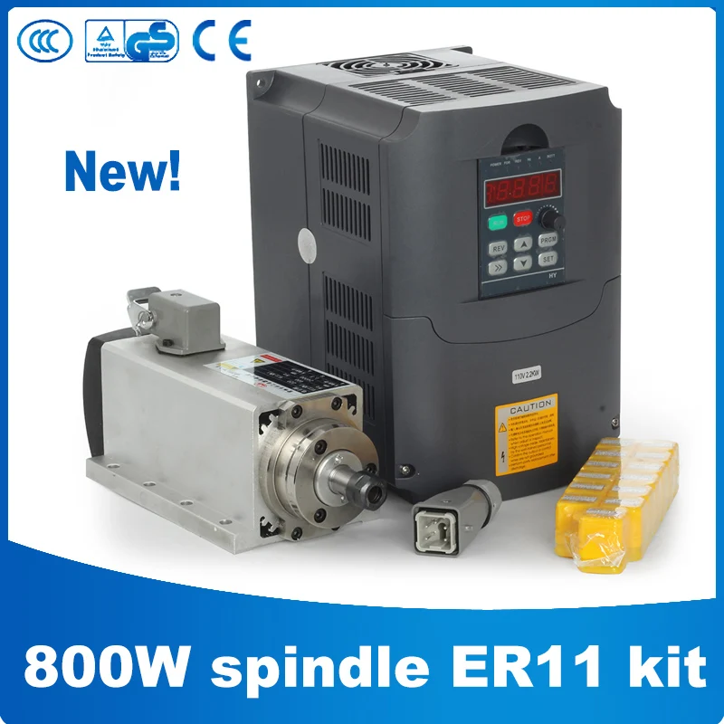 

Zhong Huajiang CNC Router Spindle 800W Air Cooled Spindle Kit 800W Spindle + 1.5KW/220V Frequency Inverter + 13pcs ER11 Collet