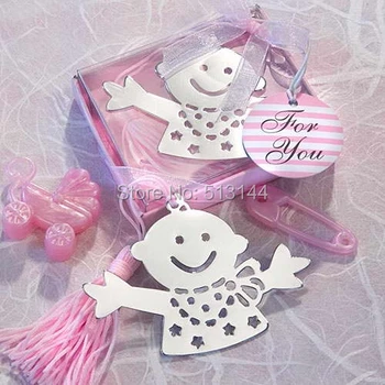 

FREE SHIPIING 50PCS Baby design Bookmark shower with Elegant Silk Tassel Baby Shower Favors Party Bookmark Keepsake
