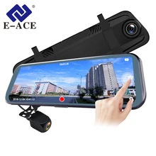 E-ACE Автомобильный Dvr 10 дюймов Dash камера Сенсорный поток зеркало с камерой заднего вида FHD 1080 P Dash Cam видео регистратор Авто Регистратор