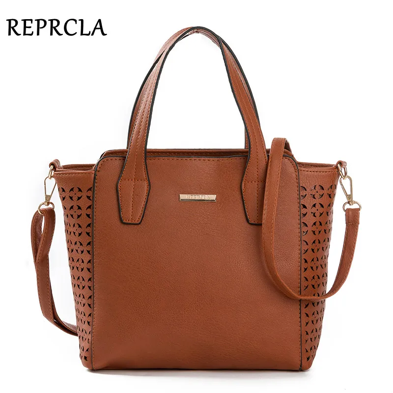 REPRCLA جديد خمر النساء أكياس مصمم حقائب اليد بو الجلود حقائب كتف Crossbody السيدات الأعلى مقبض حقيبة الجوف خارج حمل