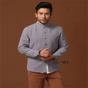 

Retro Men's Long sleeve Chinese style Jacket Kung Fu Coat Solid Race breeze Tang Suit Size S M L XL XXL XXXL Free Shipping