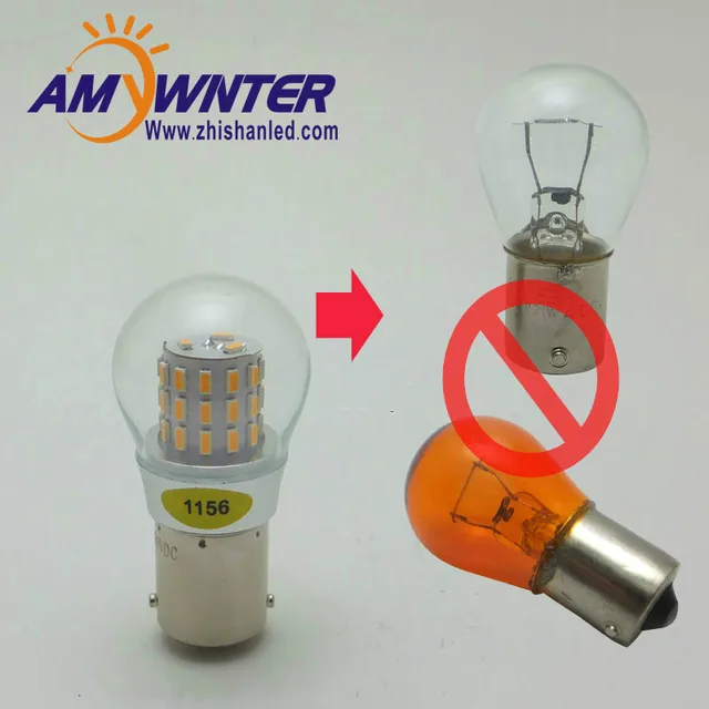 AMYWNTER 12V P21 5W P21W Canbus led S25 Car Tail Bulb PY21W Amber Yellow Turn Signal