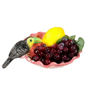 

American Hand-painted Ceramic Decor Storage Bird Bowl Toucan Shape Fruit Plate Key Storage Box Porch Coffee Table Storage M1899