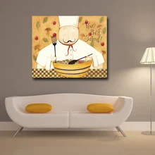 Canvas painting Fat Chef With Big Salad Modern Oil Paintings House living room Decor large Art prints Picture Unframed