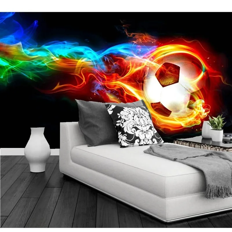 Пользовательские Современные 3D Обои фреска для гостиной диван спальня детская комната фон обои футбол на огне настенная роспись