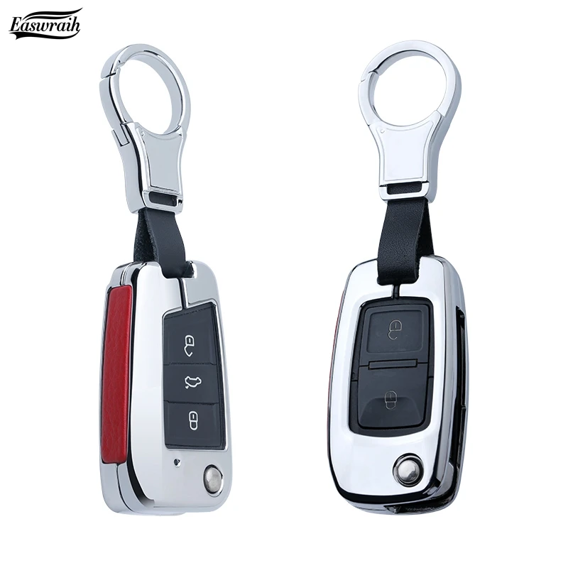 

Car Metal Key Case Cover Holder For VW Golf 7 Polo Bora MK7 MK6 Passat For Skoda Octavia A7 Kodiaq Seat Leon Ibiza Flip Key