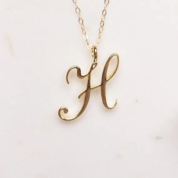 

Tiny Swirl Initial Alphabet Letter Necklace All 26 English A-Z Cursive Luxury Monogram Name Letters Word Chain Necklaces