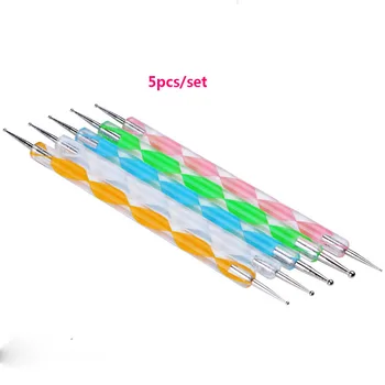 

5pcs 2 Way Dotting Pen Marbleizing Tool Nail Art Dot Dotting Tools Nail Art Dotting Pen Polish UV Gel Painting Manicure