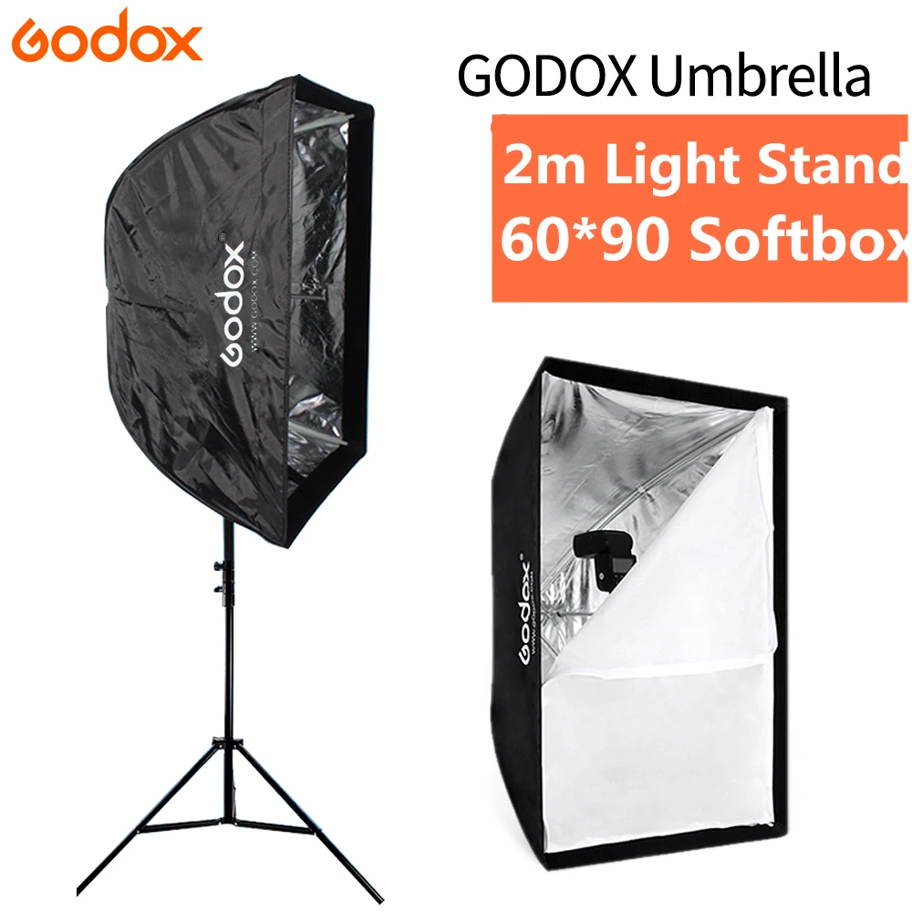 Портативный зонт софтбокс Godox 60x90 см Отражатель + подставка для освещения 2 м