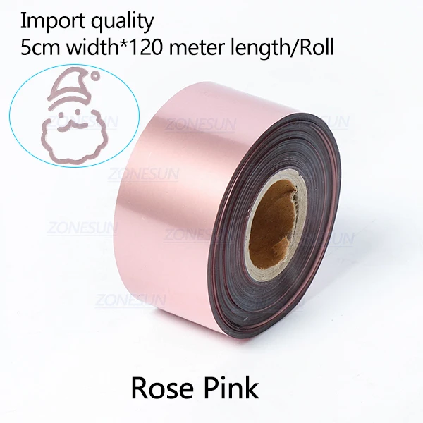 ZONESUN 5 см золото серебро фольги рулоны кожа бумага горячего тиснения фольги теплопередача анодированная позолоченная бумага - Цвет: Rose Pink