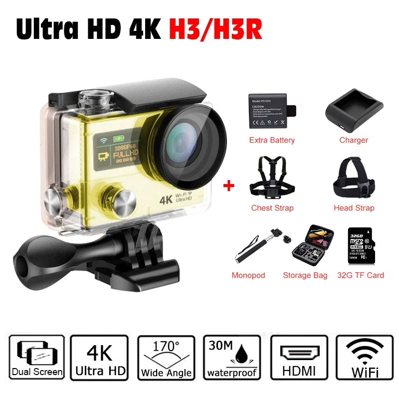 Wholesale 100% Original Yi 4K EKEN H3/H3R Action Camera Wifi Ultra HD 170D Waterproof Mini Cam Go Pro Double Screen Sport Camera Buy Cheap 100% Original Yi 4K EKEN H3/H3R Action Camera Wifi Ultra HD 170D Waterproof Mini Cam Go Pro Double Screen Sport Camera