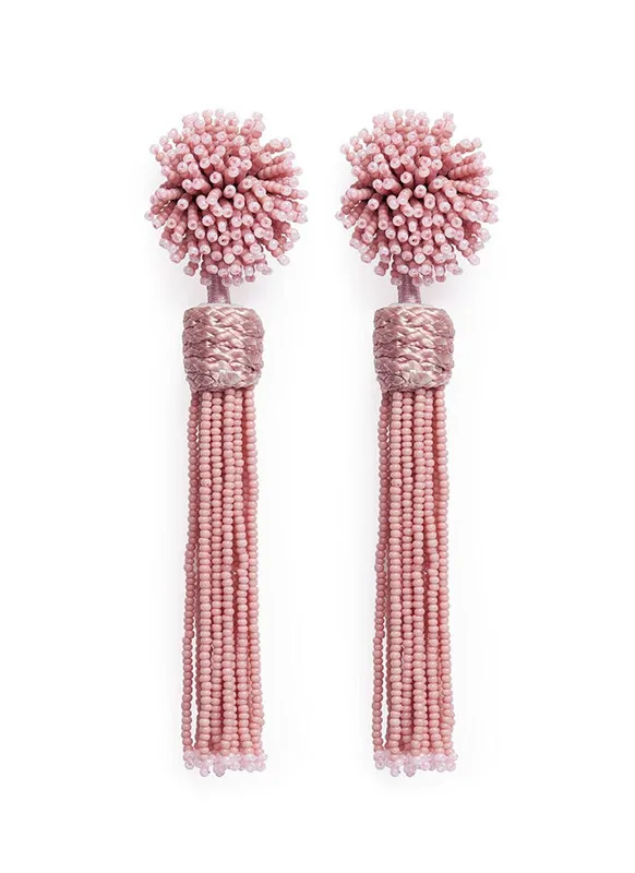 Украшения dongmu новые богемные поп розовые бисерные серьги с кисточками длинные женские прекрасные аксессуары черный подарок в пятницу
