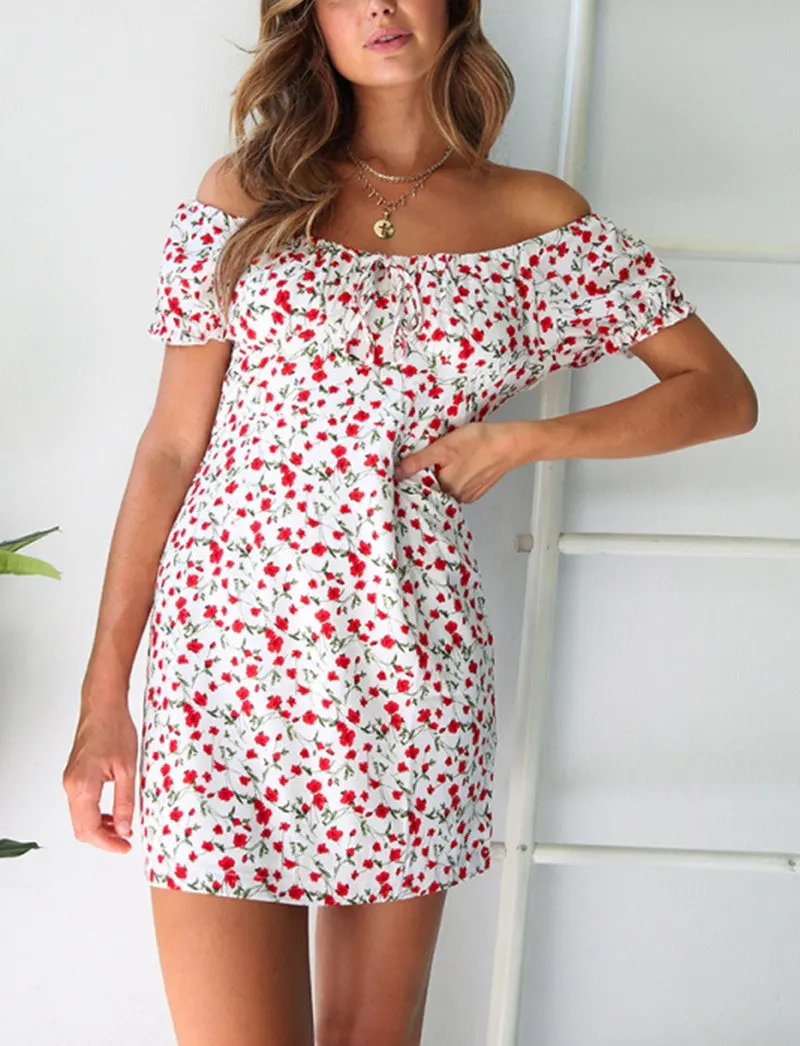 Gladiolus 2019 Summer Women Dress Short Sleeve Slash Neck Floral Print Slim Mini Sexy Dress Women Hot Short Dresses Sundrees (22)