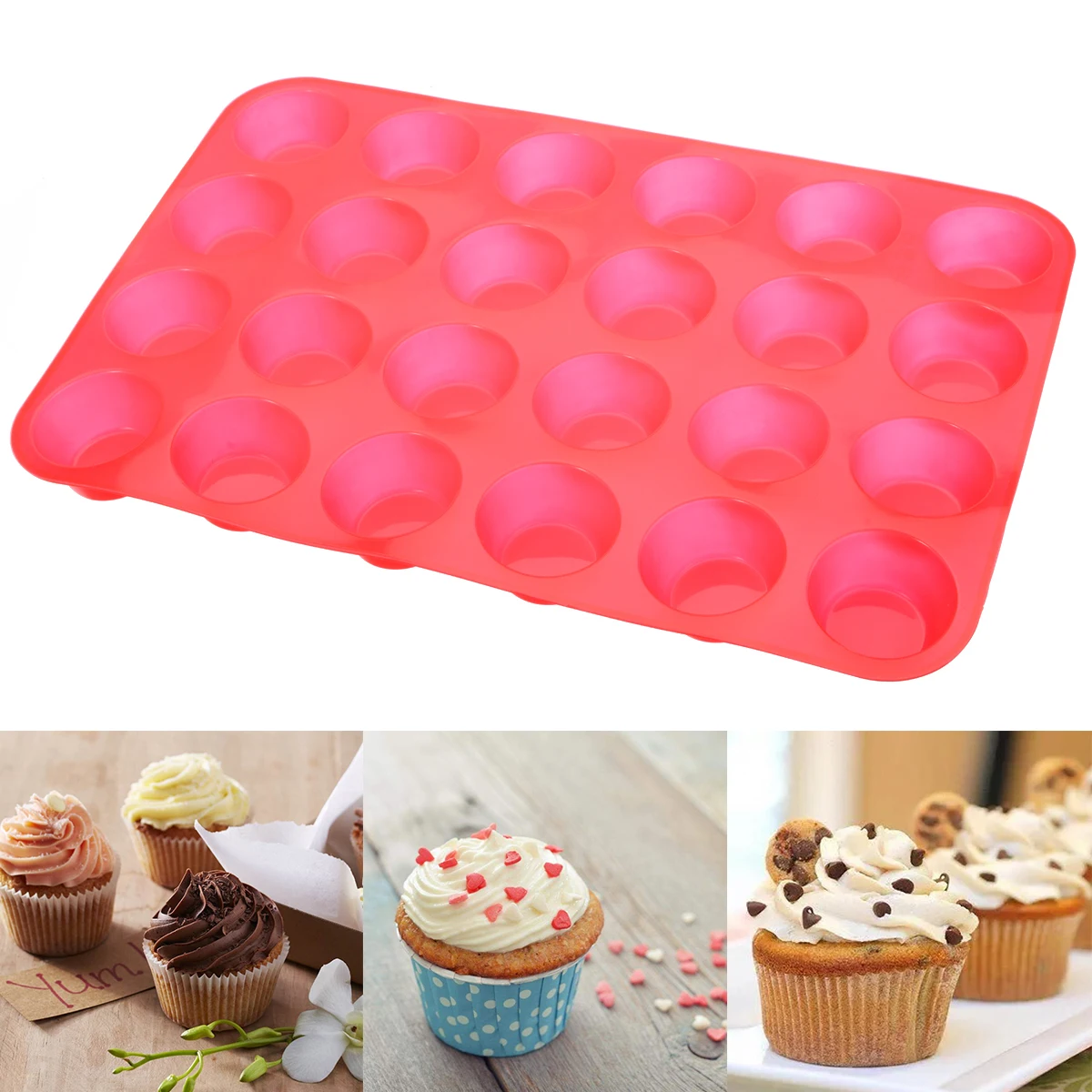 24 Cavity Muffin Cup Cake Mold Silicone Mini Donuts Soap Cookie Pan Home Made Tray Mat Baking Mould Kitchen DIY Tool
