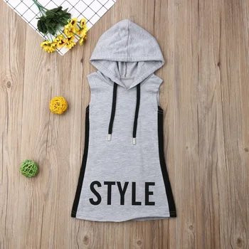 

Pudcoco Summer Toddler Baby Girl Clothes Sleeveless Solid Color Cotton Dress Casual Hood Cotton Sundress