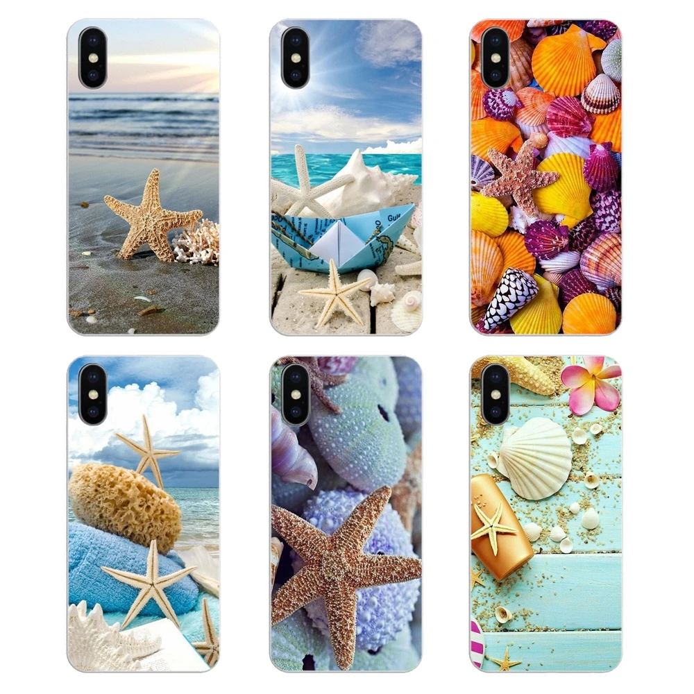 

Blue Wood Seashells Sea Star Transparent Soft Cases Covers For Huawei Honor 8 8C 8X 9 10 7A 7C Mate 10 20 Lite Pro P Smart Plus