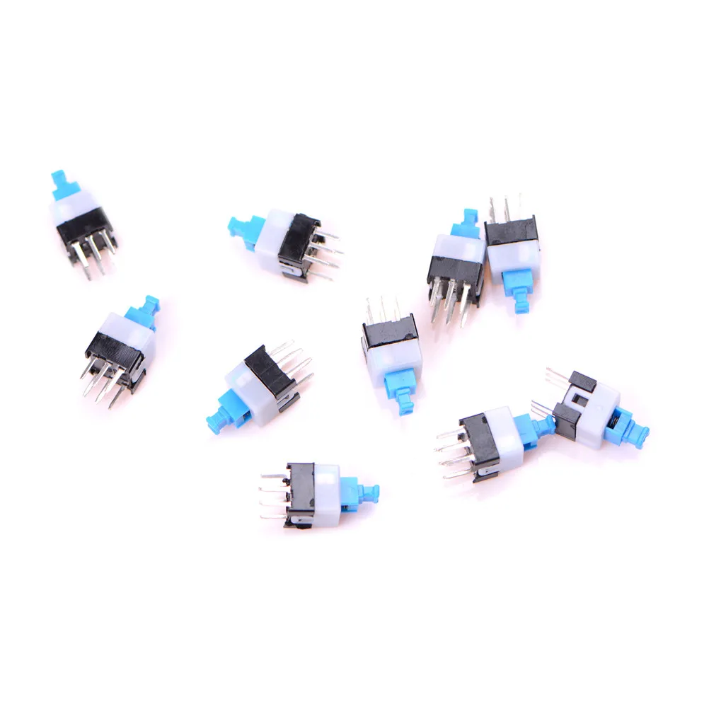 

10pcs 6Pin 7*7MM Push Tactile Power Micro Switch Self lock On/Off button Latching switch