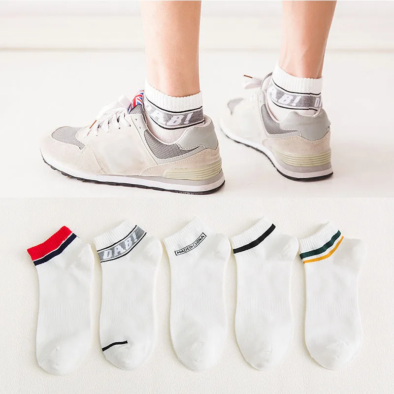 

1 Pair/Lot Men Short Tube Socks Autumn Winter New Letters Simple Comfortable Cotton Casual Men Socks 5 Colors