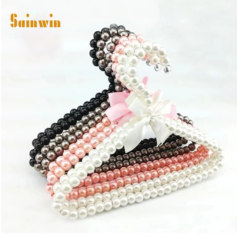 Sainwin 5pcs/lot 16CM Top Quality Baby Hangers For Clothes Kids Pearl Plastic Hanger Child