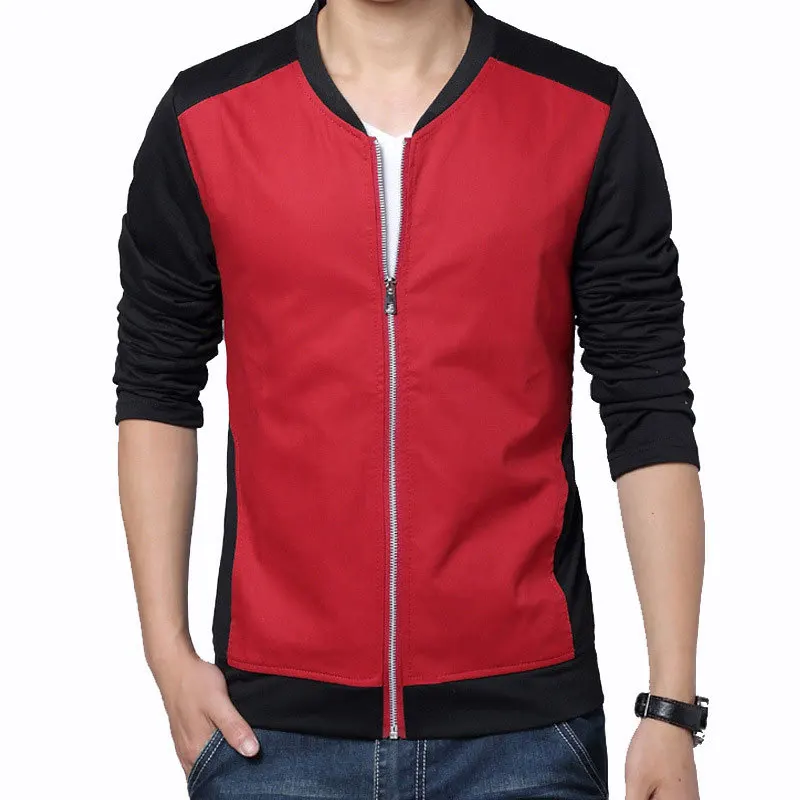New Red Jacket Men 2015 Fashion Design Mens Slim Fit Zipper Baseball
