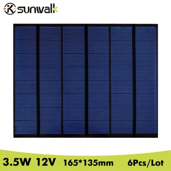 

SUNWALK 6pcs 3.5W 12V Solar Panel Polycrystalline PET Solar Cell Panel DIY for Solar System and Experiment Project 165*135mm