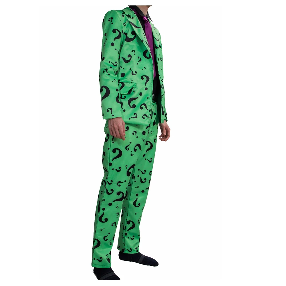 Coslive Riddler Costume Batman Cosplay Question Mark Adult DC Comics Riddler Cosplay Outfit Shirt V
