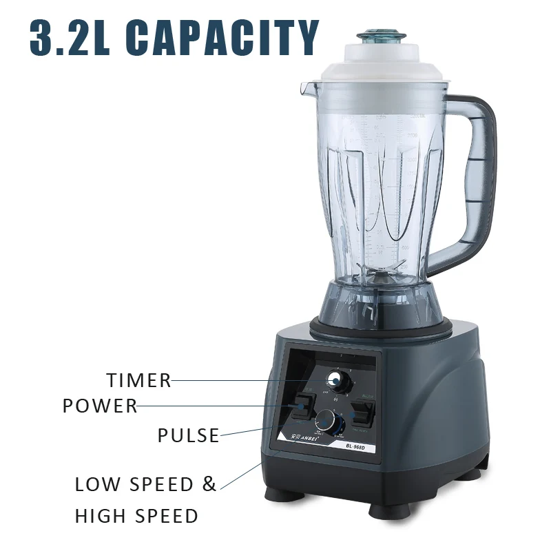 

BL-968D 3.2L BPA-Free Commercial Blender 2200W Professional ice shave blender smoothie soybean blender with timer