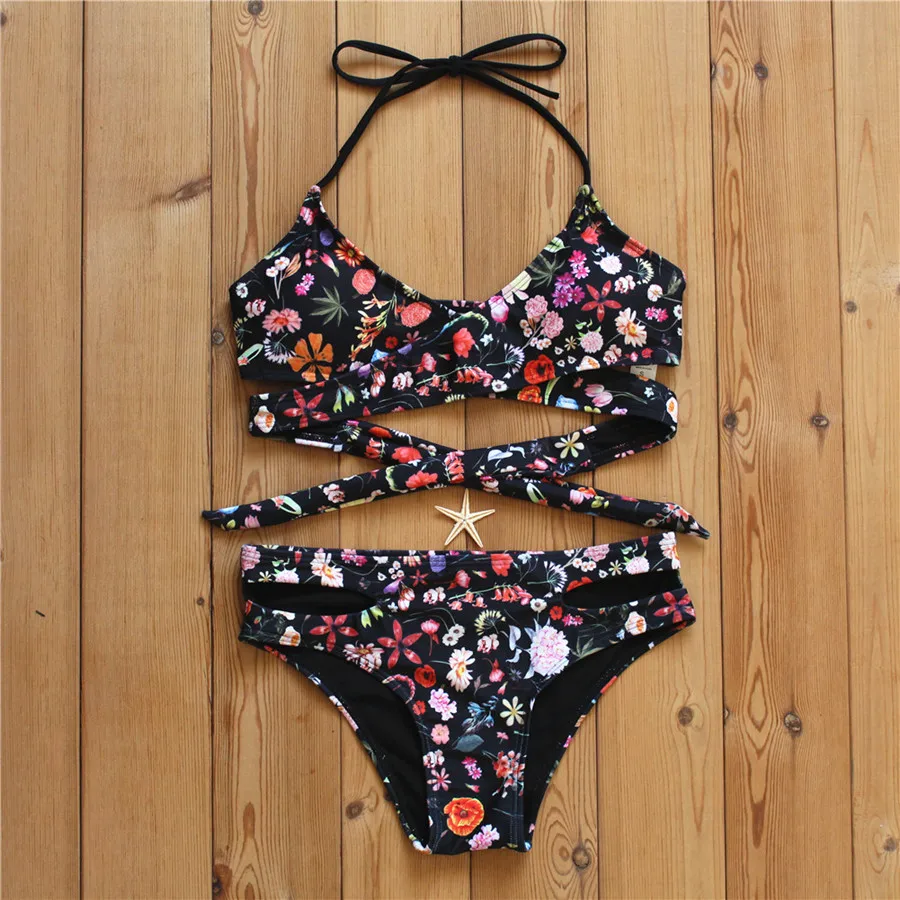 2017 Sexy Criss Cross Bikini Women Bandage Push Up Bikini Set Lady