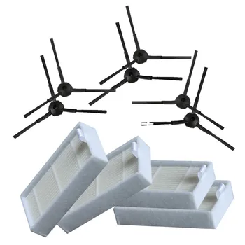 

6pcs(3R+3L) Side Brush for panda x500 ECOVACS CR120 X600 540 CR130 GUTREND JOY90/FUN110 + 4pcs hepa Filte