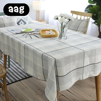 

AAG Hot Sale Linen Cotton Table Cloth simple Plaid Rectangle Tablecloth dust-proof cloth Home Kitchen Party Wedding Decoration