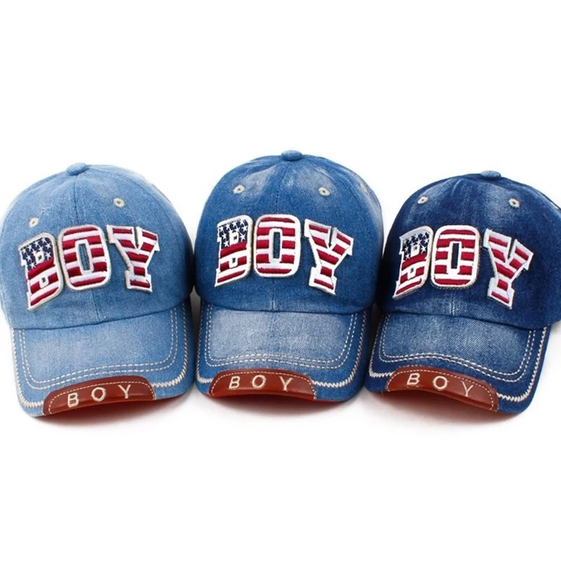 Детская джинсовая бейсболка для мальчиков летняя шляпа Кепка бейсболка шапка новая модная Регулируемая Кепка в стиле хип-хоп Повседневная джинсовая шапка для маленьких мальчиков