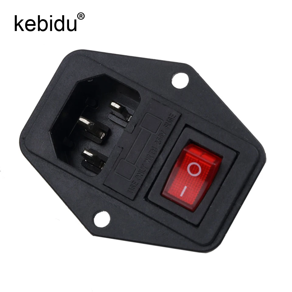 

kebidu Red Light Power Switch Fused Inlet Power Socket Fuse Switch Connector Plug 10A 250V