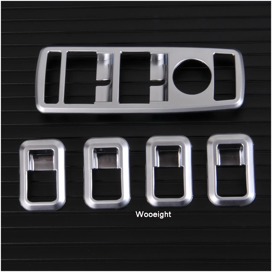 5Pcs Car Matt Chrome Interior Window Switch Button Frame Trim Panel Cover For Mercedes Benz C ML GLK Class W176 W246 W204 W212 (5)