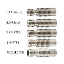 Impresora 3D, E3D, V6, rotura de calor, garganta caliente para 1,75/3,0/4,1mm, todo Metal/con PTFE, tubos de tubo de alimentación remota de acero inoxidable