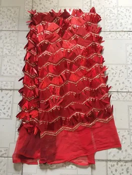 

2019 The latest hand-embroidered 3d applique tassel lace African 3d fabric with sequins French chiffon sequins lace fabric