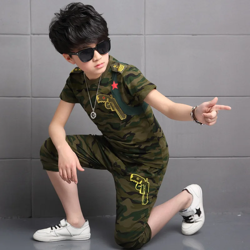2018 New Camouflage Kids Clothing Sets For Boys Summer Clothes Whith