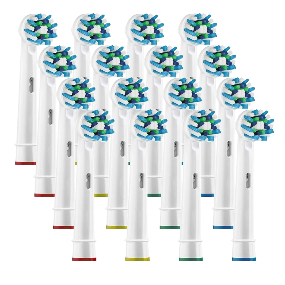 

Oral B Replacement Brush Heads- Pack of 16 Crossaction Oralb Braun Generic Electric Toothbrush Heads- Cross Action Toothbrushes