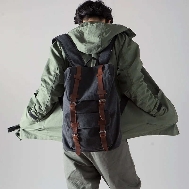

Kaisiludi 2019 new cover style tidal street backpack canvas bag men and women Korean casual bag travel shoulder backpack