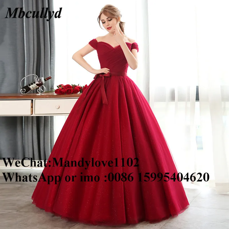 Mbcullyd красное пышное платье с открытыми плечами милое 16 длинное в пол пышное платье для выпускного вечера Vestidos De 15 Anos на заказ