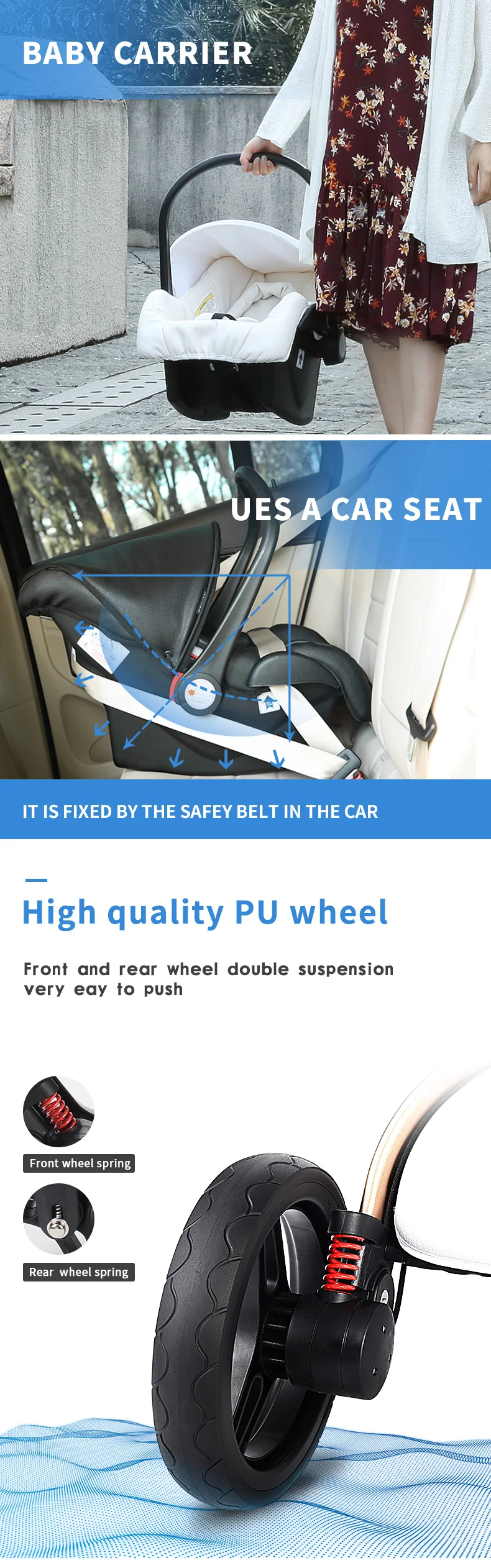 Высокое качество Multifunctio Детские коляски 2 в 1 детская машина CE Безопасность детская коляска 0-36 месяцев использование Высокое качество кожа babyfond
